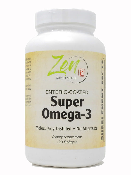 Super Omega-3 Enteric Coated 120-Softgel - Sustainably Sourced Concentrated Fish Oil, 1000 mg Omega-3 per Softgel, Enteric Coated to be Odorless & Burp-Free - Contains 300 mg EPA &  200 mg DHA per Softgel