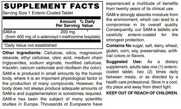 Zen Supplements - SAM-E 200 Mg - Promotes Positive Mood & Brain Function and Joint Comfort & Strength. (S-Adenosyl-L-Methionine) Nervous System Support 30-Tabs