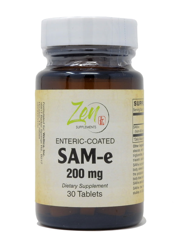 Zen Supplements - SAM-E 200 Mg - Promotes Positive Mood & Brain Function and Joint Comfort & Strength. (S-Adenosyl-L-Methionine) Nervous System Support 30-Tabs