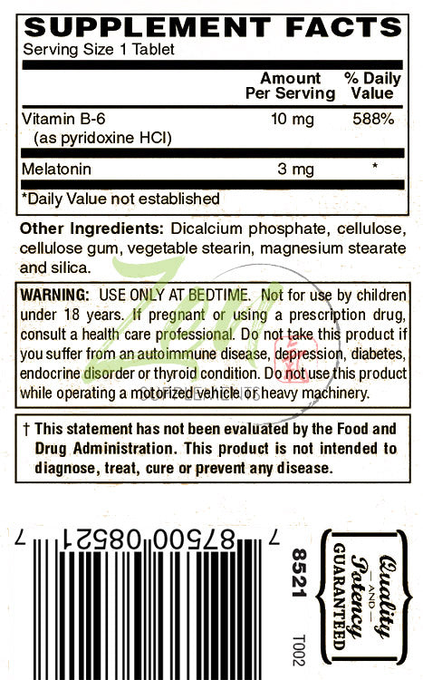 Zen Supplements - Melatonin 3 Mg W/ B-6 60-Tabs - Support for Restful Sleep - Natural Sleep Support - Helps with Occasional Sleeplessness