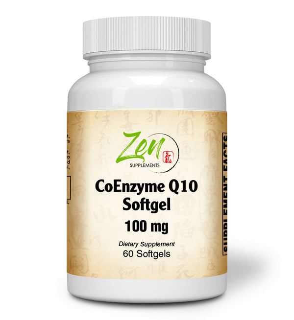 Zen Supplements - Coenzyme Q10 100 Mg, CoQ10 Ubiquinone Antioxidant Supports Heart Health including Cholesterol & Blood Pressure, Neurological Function & Cellular Energy 60-Softgel