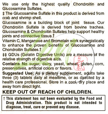Glucosamine & Chondroitin Sulfate Plus - Supports Healthy Joint Structure, Mobility Function & Comfort 180-Tabs