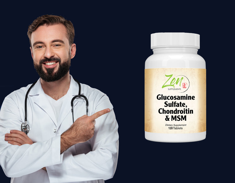 Zen Supplements - Glucosamine Sulfate, Chondroitin & MSM - Supports Healthy Joint Structure, Mobility Function & Comfort 120-Caps