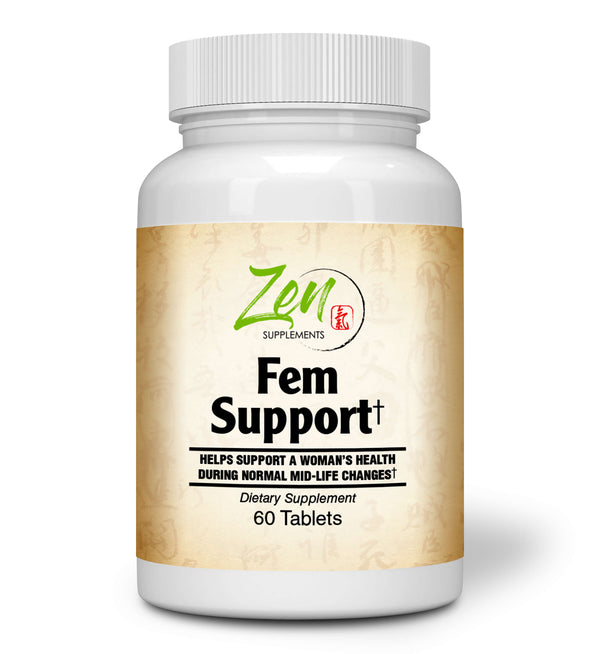 Zen Supplements - Fem Support With Black Cohosh, Soy Isoflavones, Red Clover Extract 60-Tabs - Supports Hormonal Balance for Women - Hot Flashes & Menopause Natural Support – Support for Hormonal Weight Gain, Night Sweats, Disturbed Sleep, Mood Swings