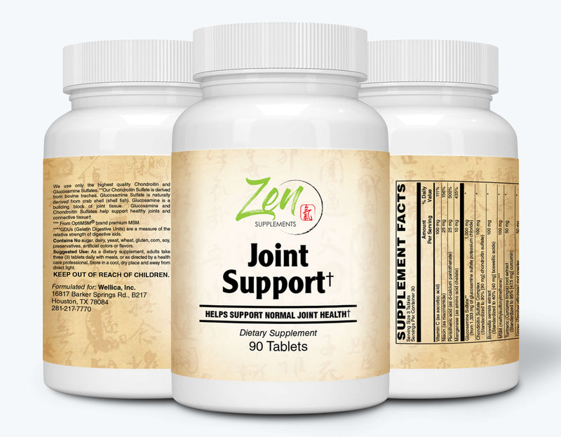 Zen Supplements - Joint Support With Glucosamine Sulfate, Chondroitin Sulfate Complex & Boswellia 90-Tabs