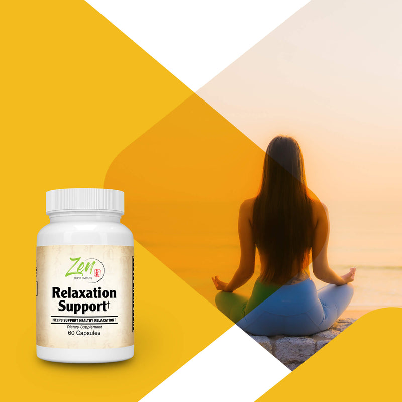 Zen Supplements - Relaxation Support with Relora, Theanine, Magnesium, Chamomile, Hops & Vitamin B-6 60-Caps - Relaxation Supplement - Herbal Blend Crafted To Sooth Minds & Allow Relaxation, Promotes Positive Mood - Supports Serotonin Increase