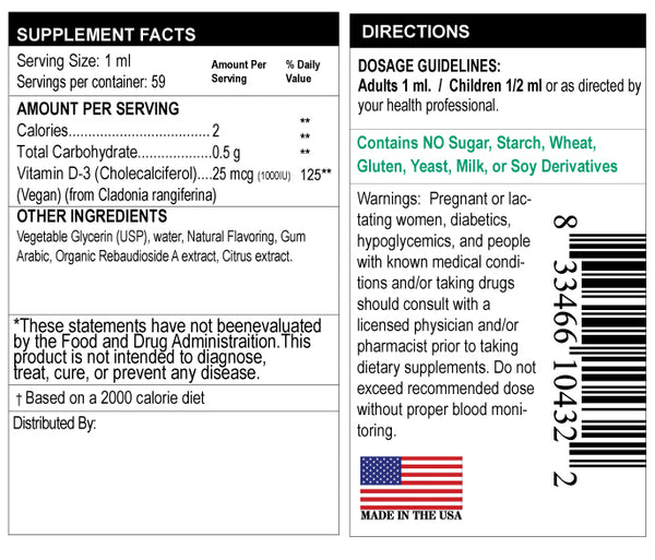 Vitamin D3       2 fl. oz.  (60-120 Day Supply)