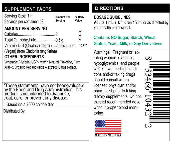 Vitamin D3       2 fl. oz.  (60-120 Day Supply)