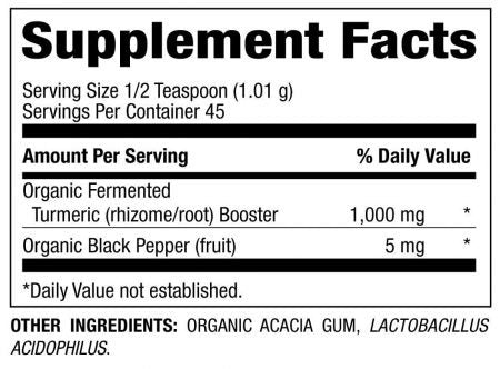 Livamed - Fermented Organic Turmeric Booster Powder with Black Pepper  1.6 oz Count